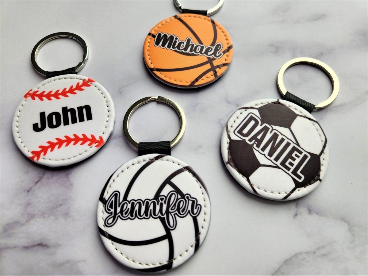 personalized sports keychain with name for kids team gifts