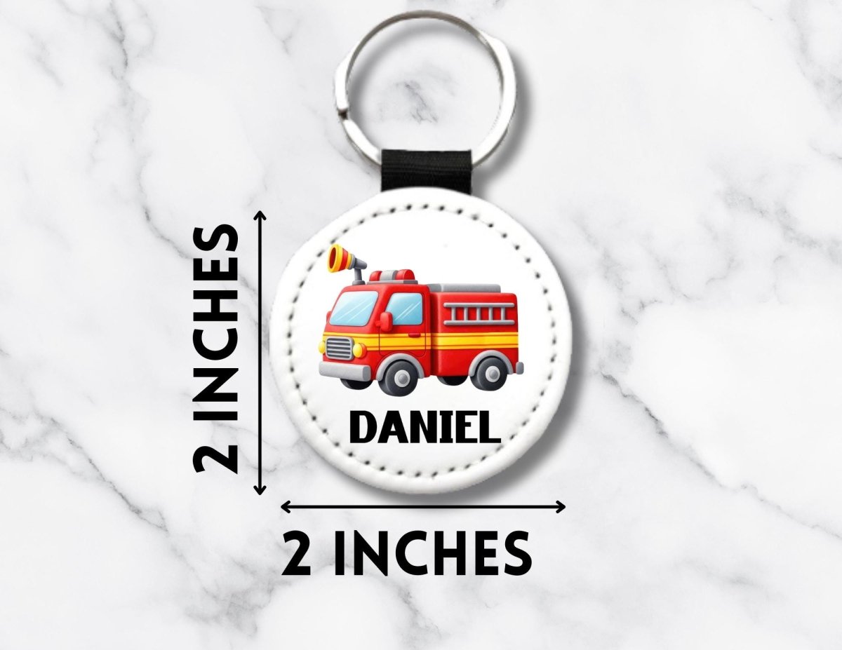 Custom Text Fire Truck Keychain - KWL Creations