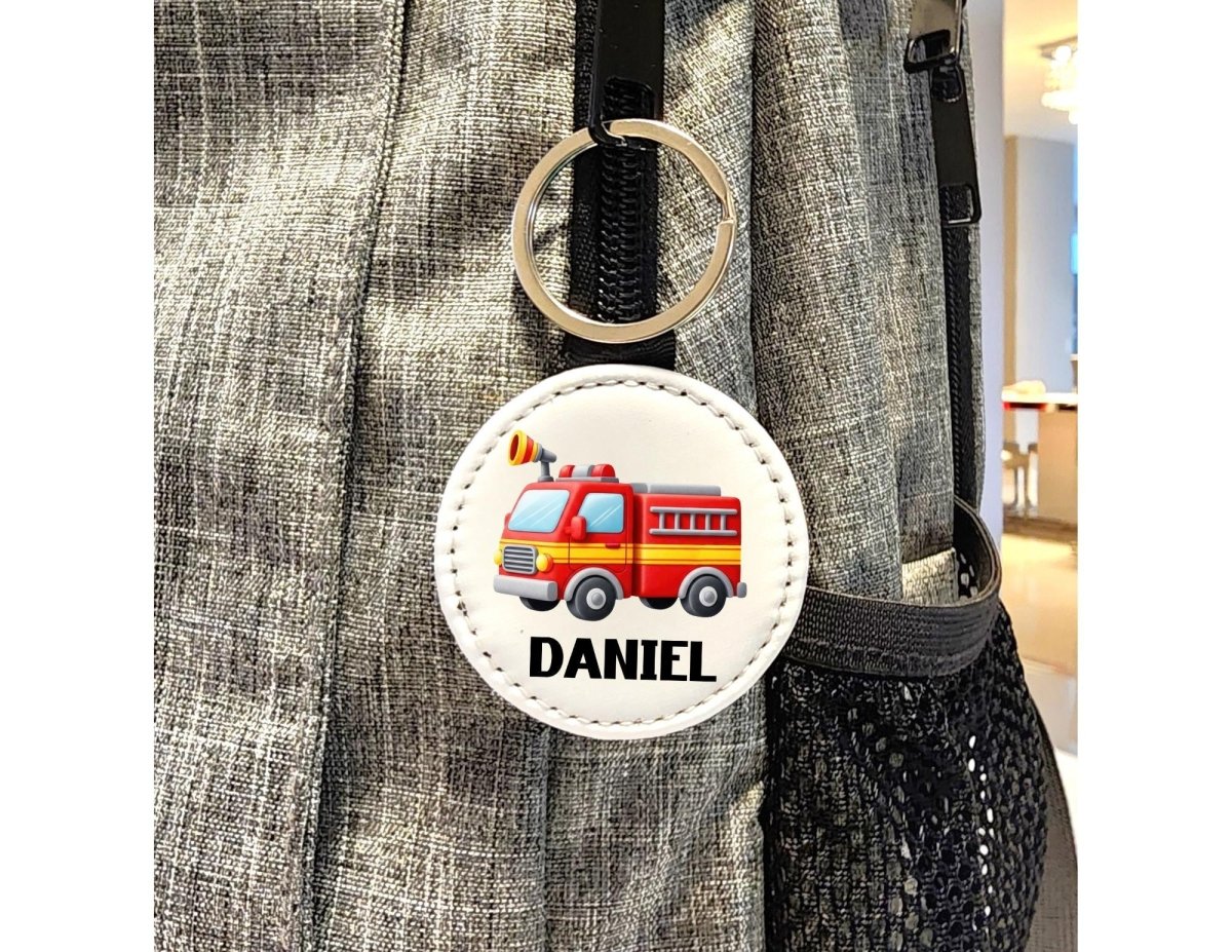 Custom Text Fire Truck Keychain - KWL Creations