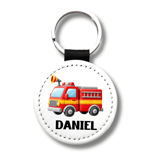 Custom Text Fire Truck Keychain - KWL Creations