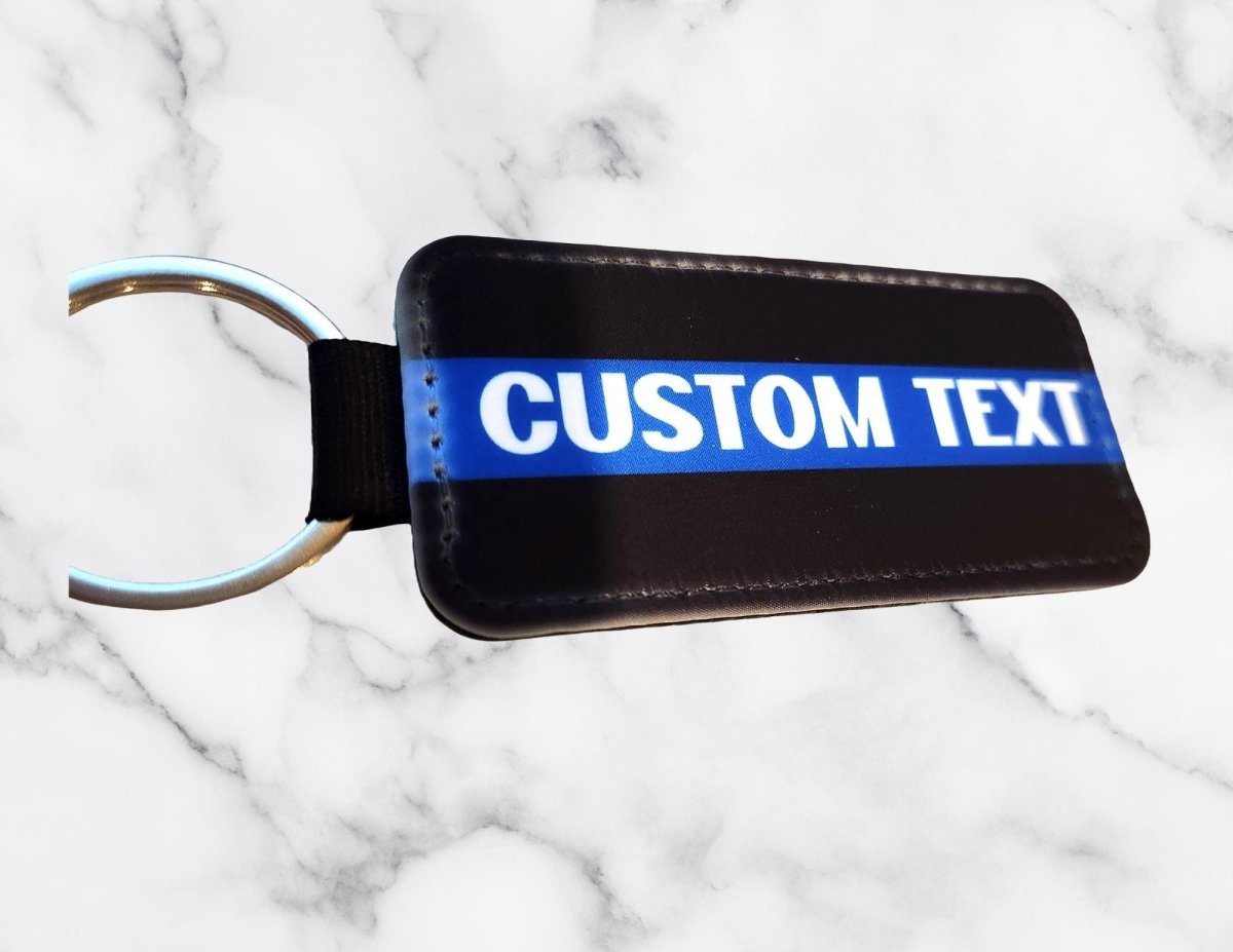 Custom Thin Blue Line Keychain: Personalized Police Support Gift - KWL Creations