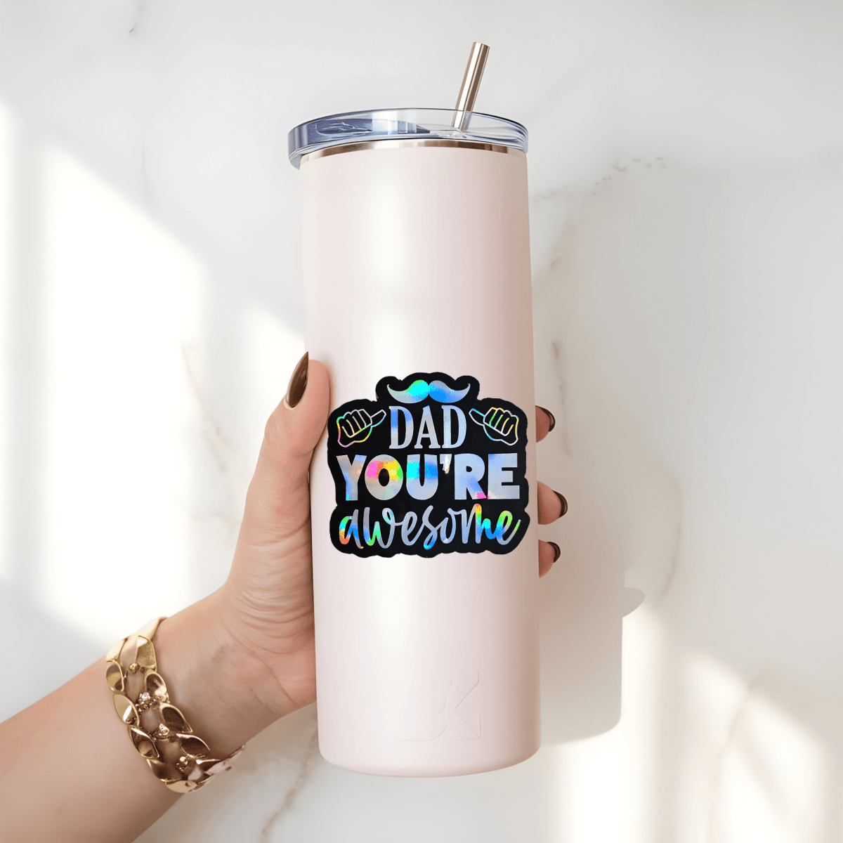 Dad You’re Awesome Holographic Sticker, Dad Appreciation, Father’s Day Gift - KWL Creations