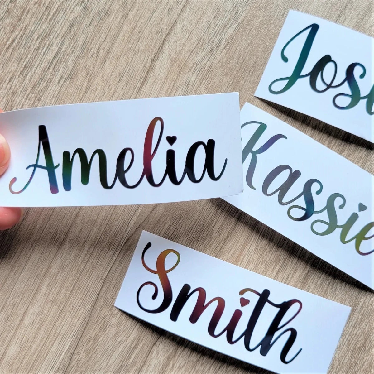 Dark Holographic Cursive Name Decal Sticker, Custom Text - KWL Creations