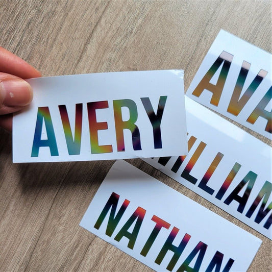 Dark Holographic Name Decal: Custom Vinyl Sticker - KWL Creations