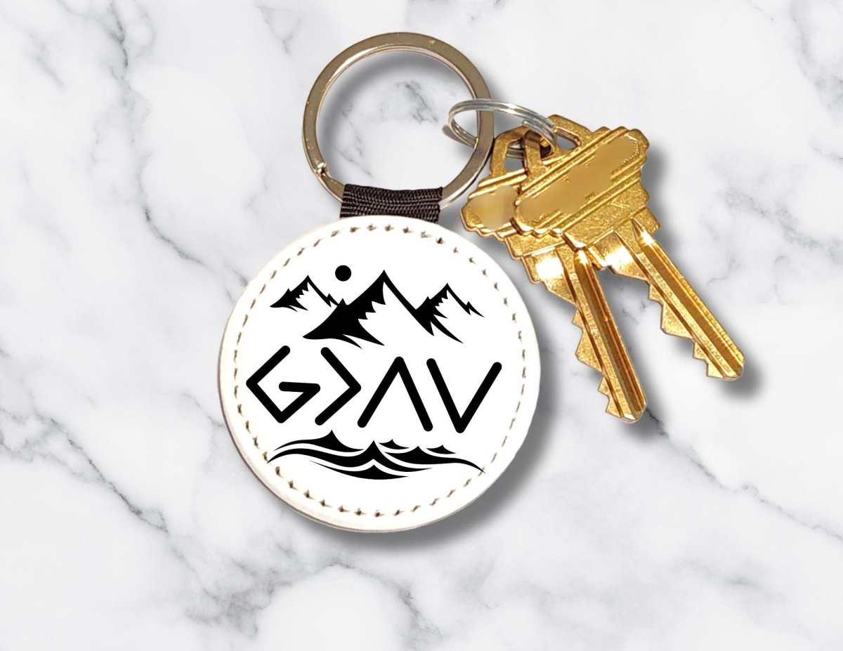 God Is Greater Than The Highs and Lows Keychain PU Leather Key Chain - KWL Creations