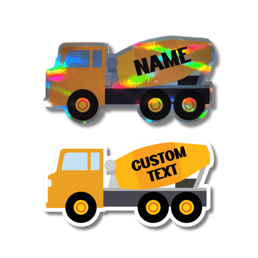 Holographic Cement Mixer Truck Sticker - Personalized Construction Sticker - KWL Creations