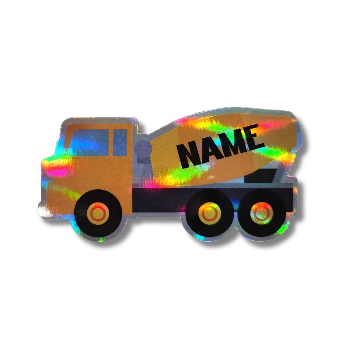 Holographic Cement Mixer Truck Sticker - Personalized Construction Sticker - KWL Creations