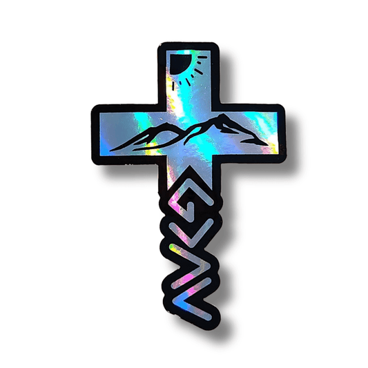 Holographic Christian Cross Sticker: God is Greater Than The Highs and Lows - KWL Creations