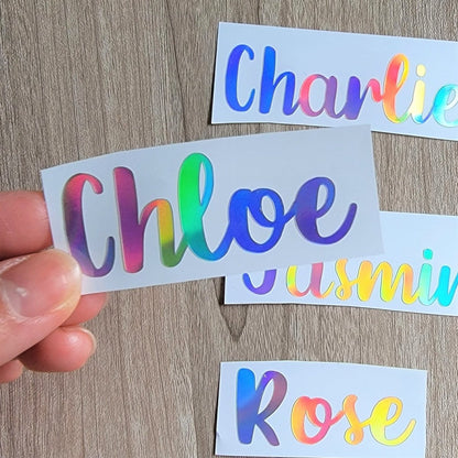 Holographic Custom Name Sticker, Cursive Font - KWL Creations