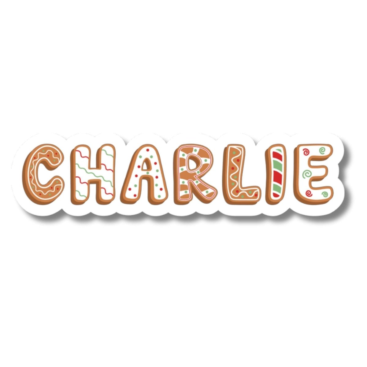 Holographic Custom Name Sticker – Holiday Gingerbread Christmas Font - KWL Creations