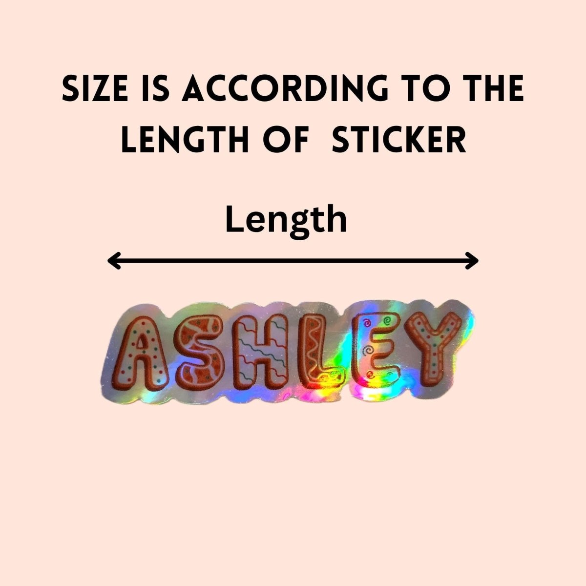 Holographic Custom Name Sticker – Holiday Gingerbread Christmas Font - KWL Creations
