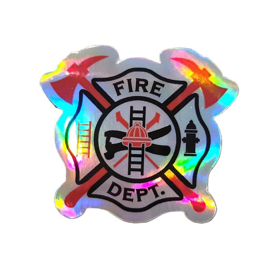 Holographic Fire Department Maltese Cross Sticker: Reflective Vinyl Decal - KWL Creations