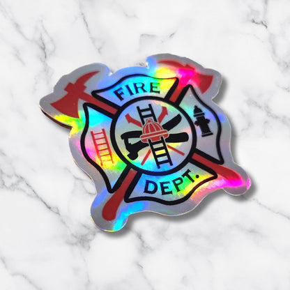 Holographic Fire Department Maltese Cross Sticker: Reflective Vinyl Decal - KWL Creations