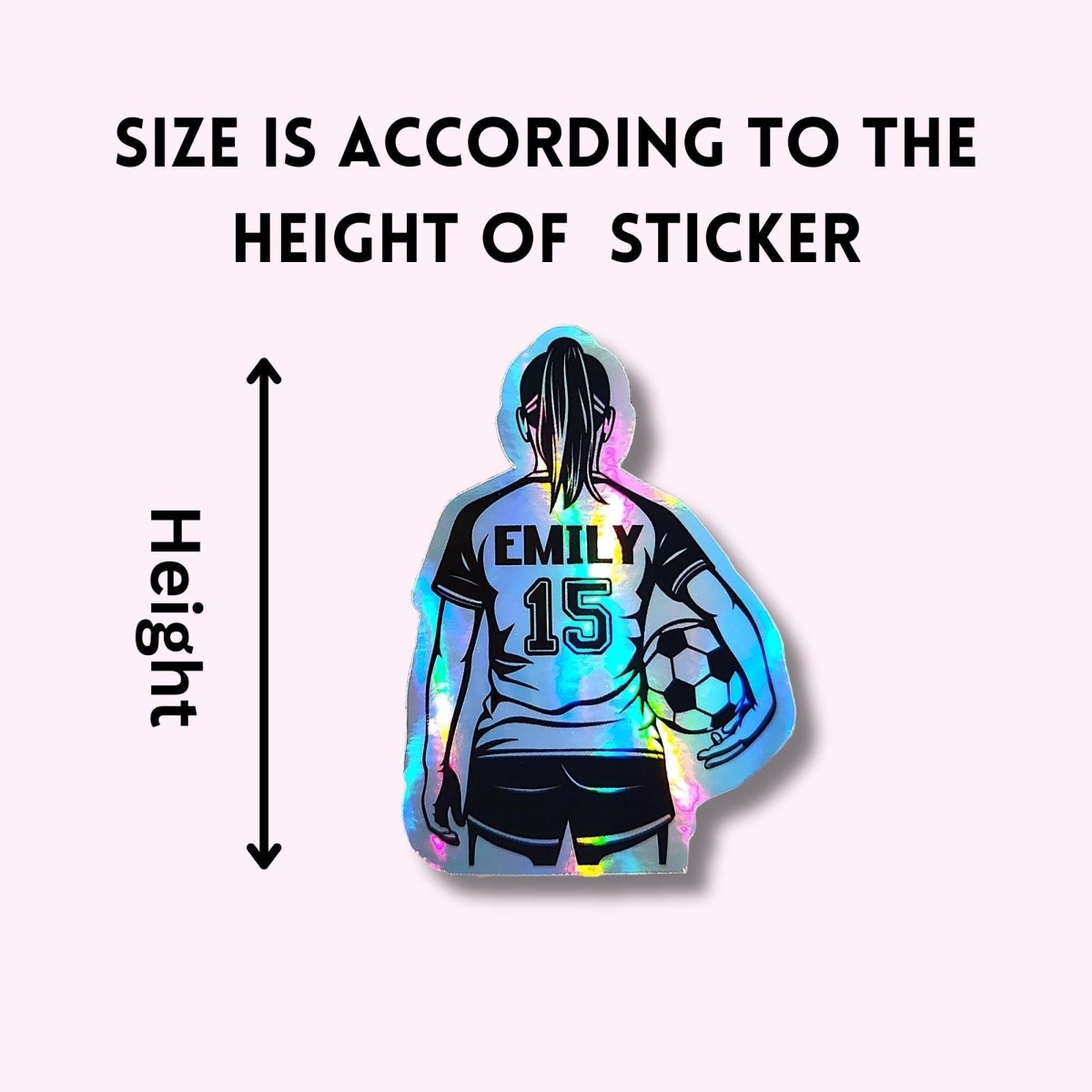 Holographic Girl Soccer Player Sticker: Custom Name & Number Decal - KWL Creations