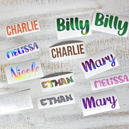 Holographic Name Decal Sticker, Multi Fonts and Colors - KWL Creations