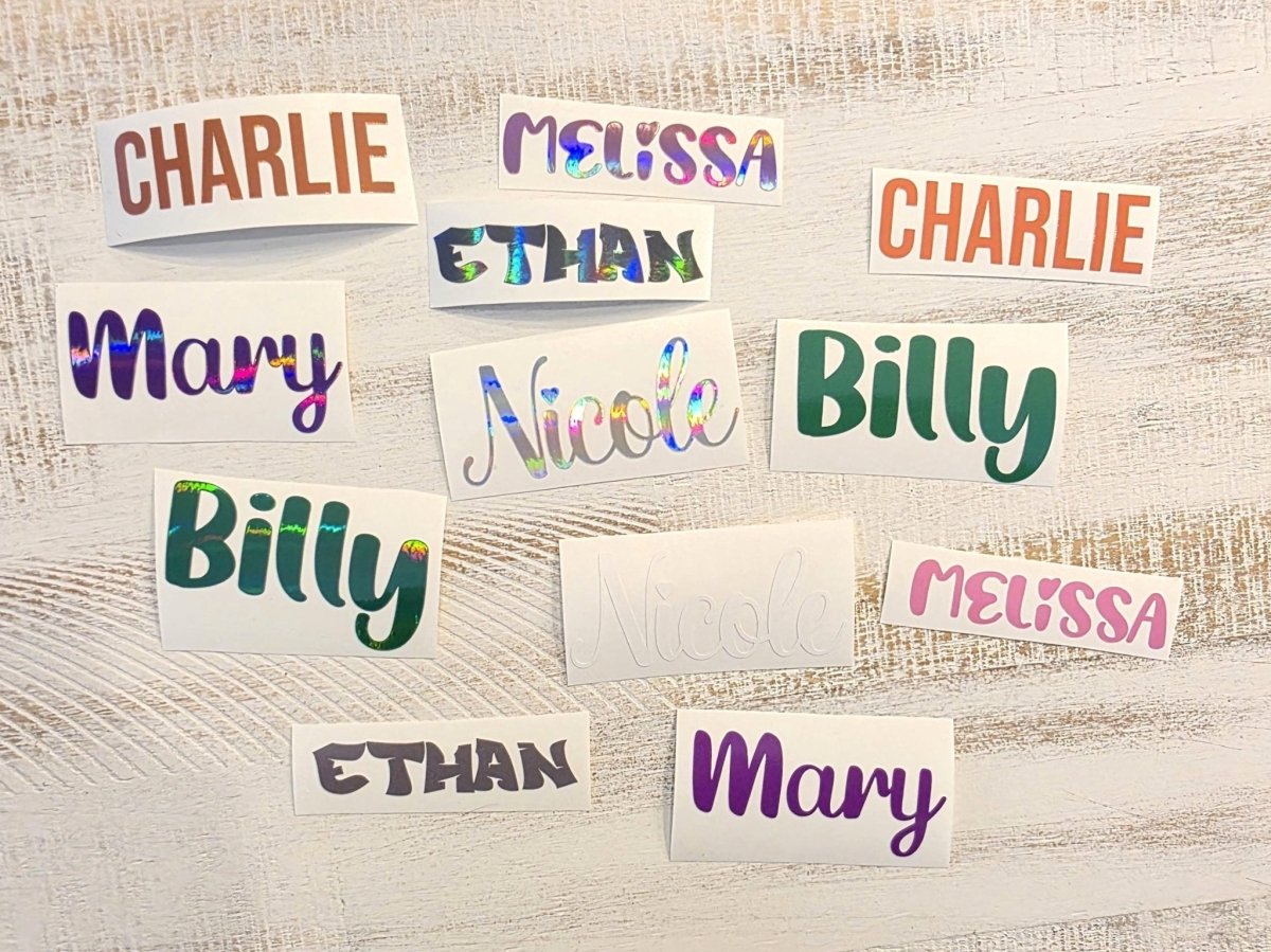 Holographic Name Decal Sticker, Multi Fonts and Colors - KWL Creations
