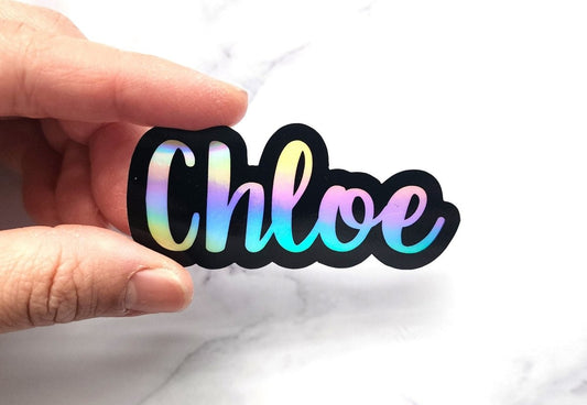 Holographic Outlined Cursive Custom Name Sticker - KWL Creations