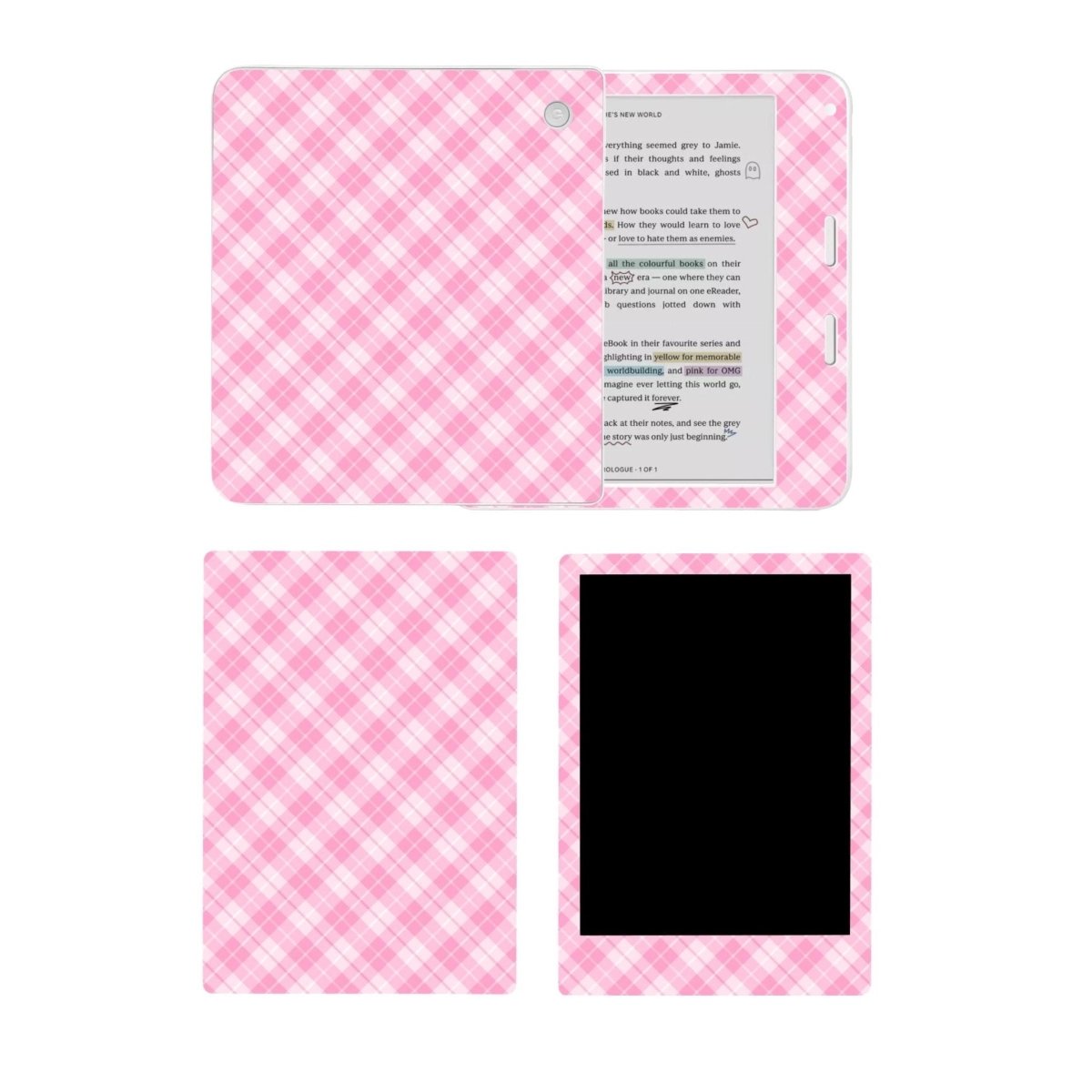Holographic Pink Plaid Skin for Kindle Kobo - KWL Creations