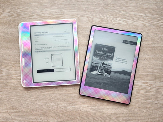 Holographic Pink Plaid Skin for Kindle Kobo - KWL Creations
