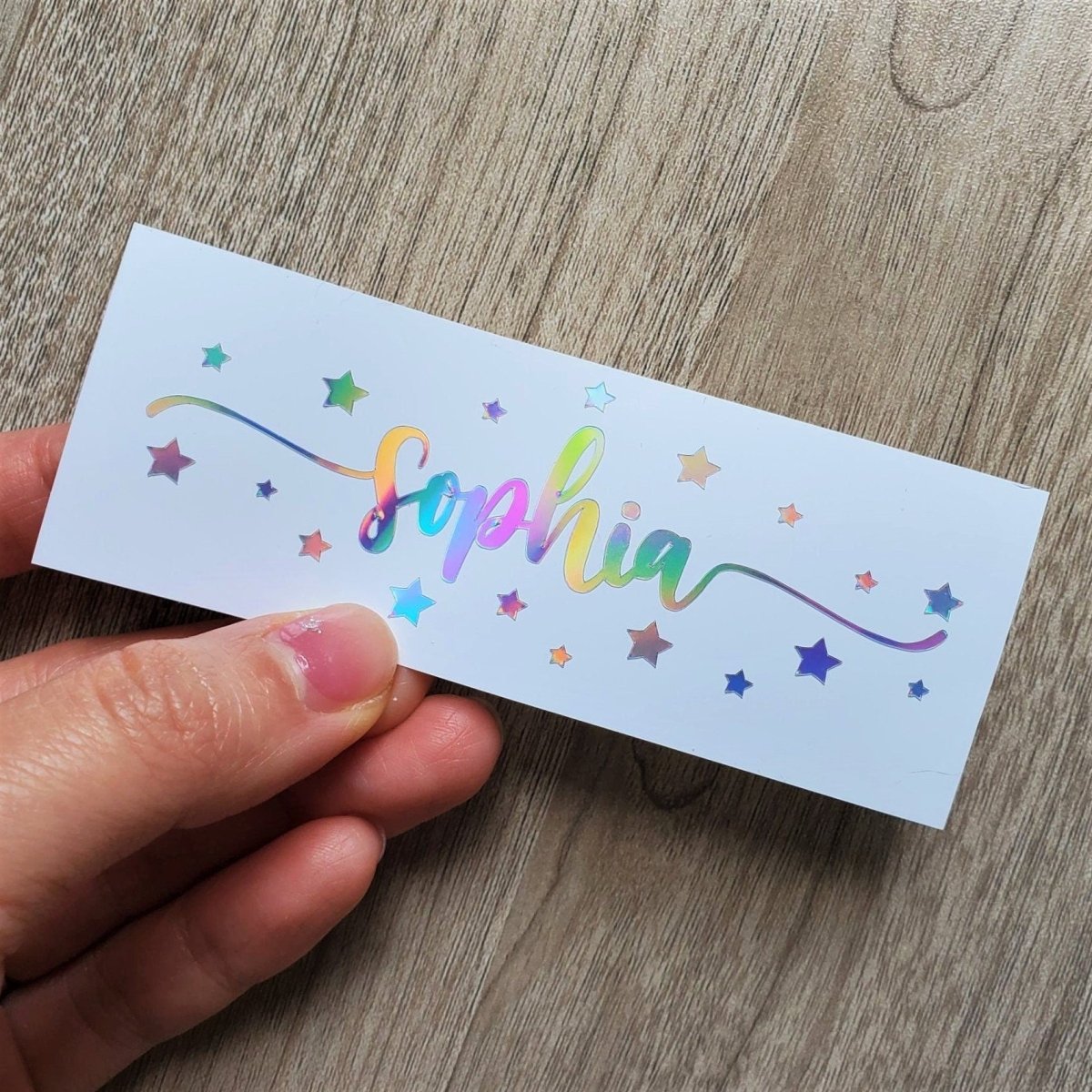 Holographic Swirls Name Decal with Stars: Custom Vinyl Decal - KWL Creations