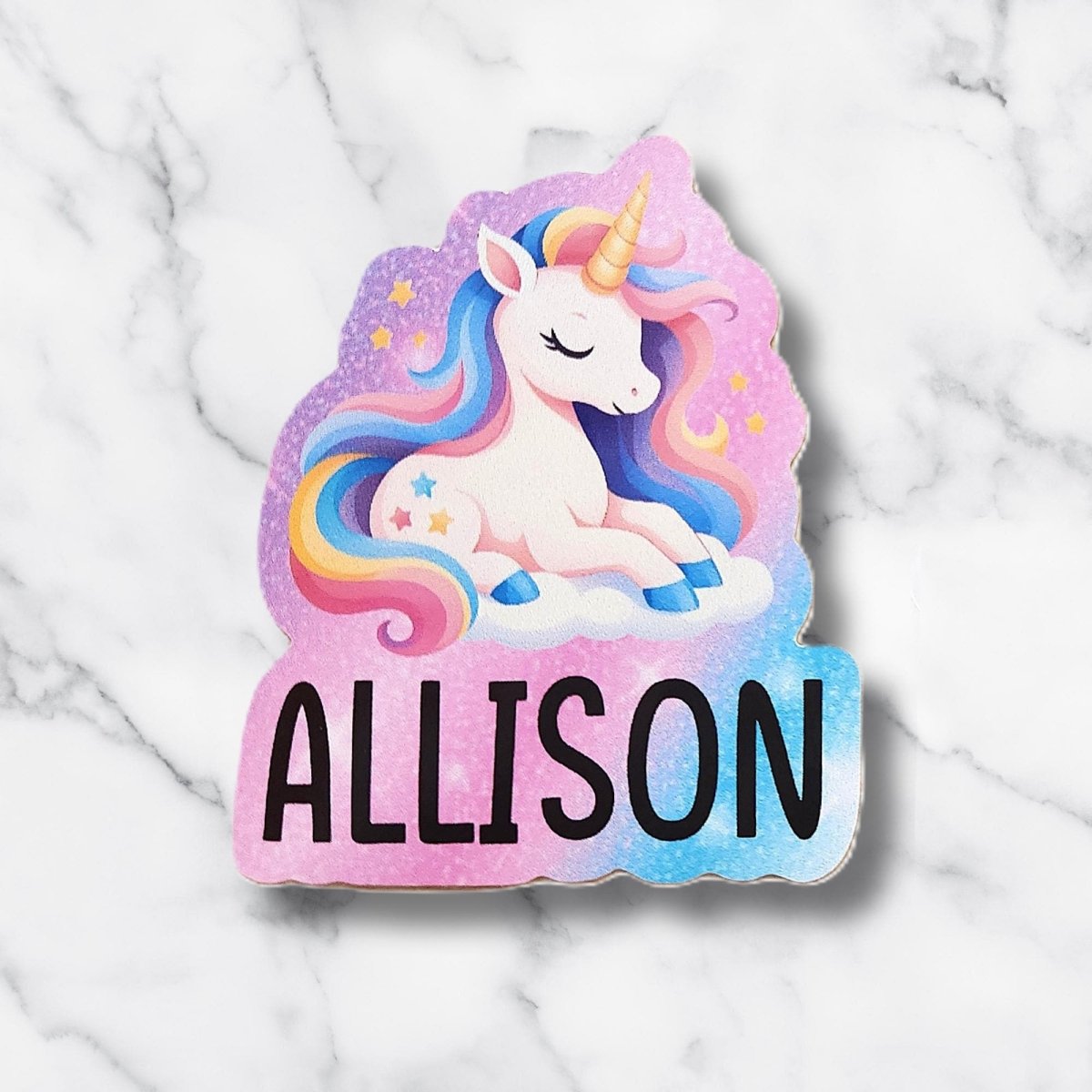 Holographic Unicorn Name Sticker: Personalized Kids Decal - KWL Creations