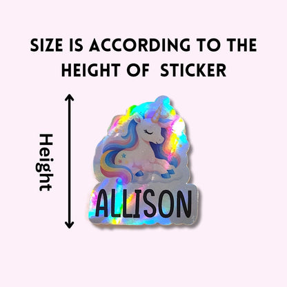 Holographic Unicorn Name Sticker: Personalized Kids Decal - KWL Creations