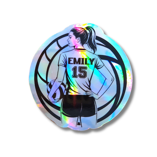 Holographic Volleyball Player Sticker: Custom Name & Number - Gift for Girls - KWL Creations
