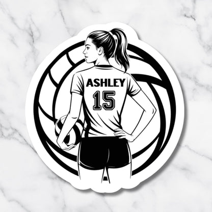Holographic Volleyball Player Sticker: Custom Name & Number - Gift for Girls - KWL Creations