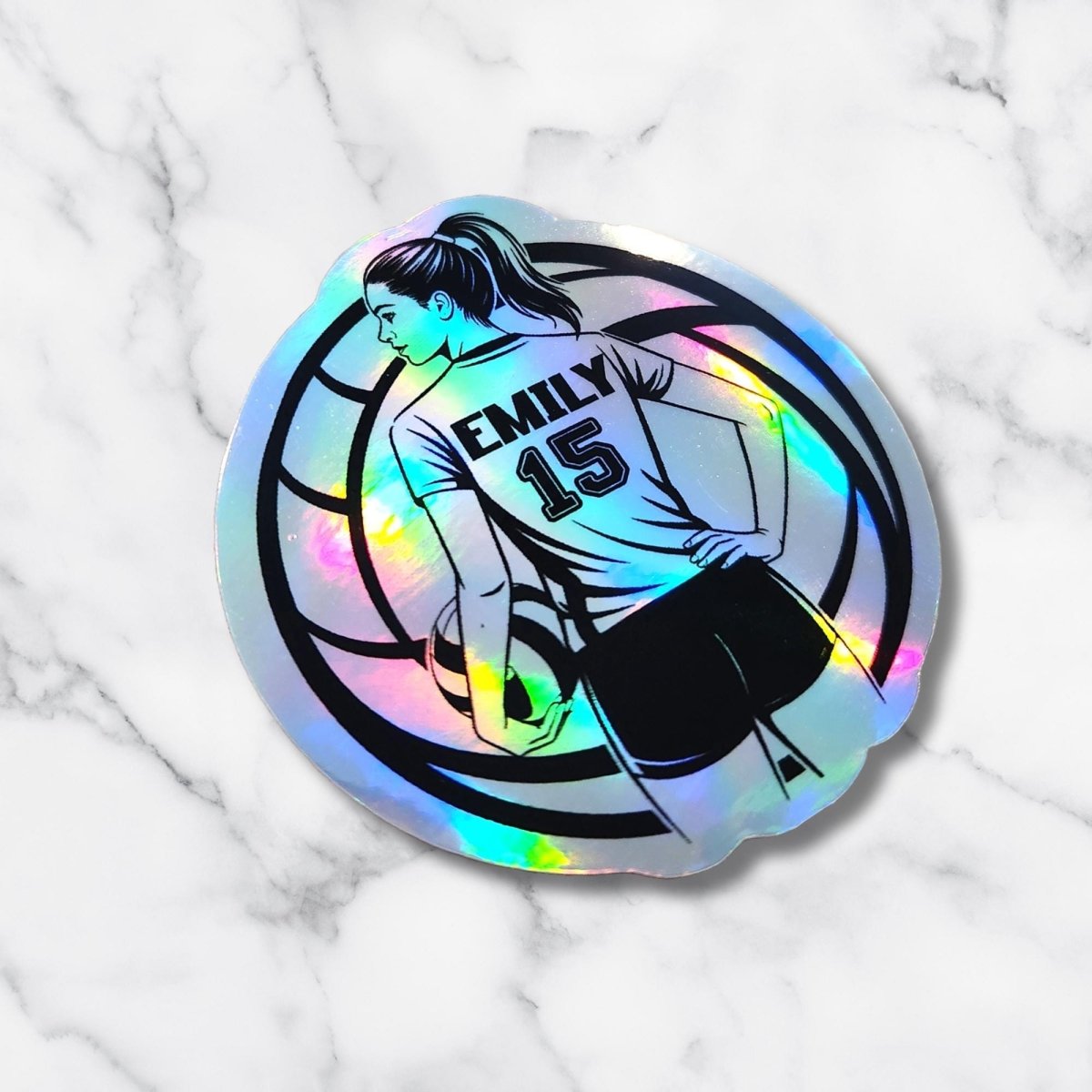 Holographic Volleyball Player Sticker: Custom Name & Number - Gift for Girls - KWL Creations