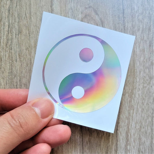 Holographic Yin Yang Vinyl Decal: Spiritual Sticker - KWL Creations