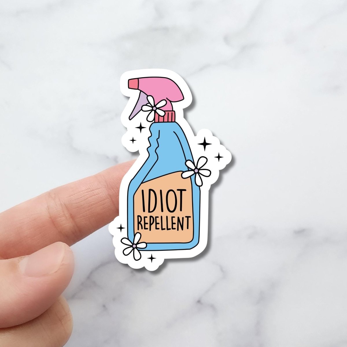 Idiot Repellent Spray Bottle Holographic Sticker - KWL Creations