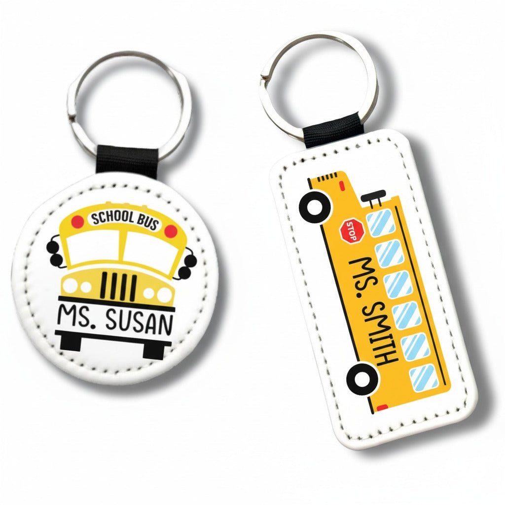 Personalized School Bus Keychain – Custom Name Bus Driver Gift, Teacher Gift