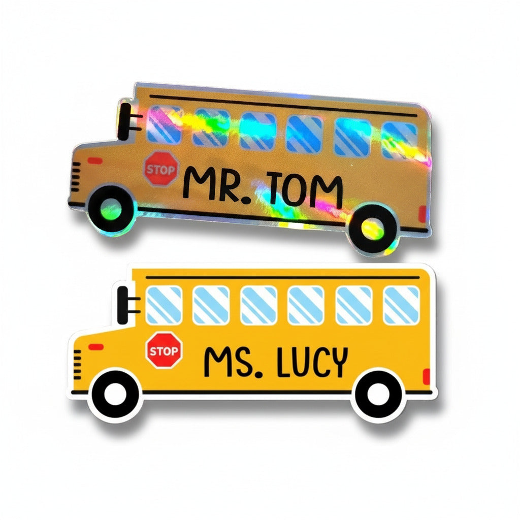 Custom School Bus Name Sticker – Personalized Gift for Educators