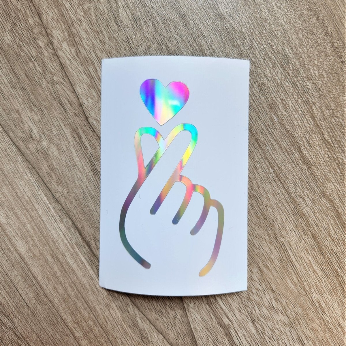 K - Pop Finger Heart Holographic Vinyl Sticker – Korean Love Hand Sign Decal - KWL Creations