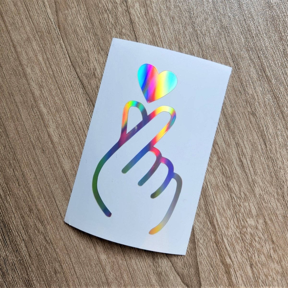 K - Pop Finger Heart Holographic Vinyl Sticker – Korean Love Hand Sign Decal - KWL Creations