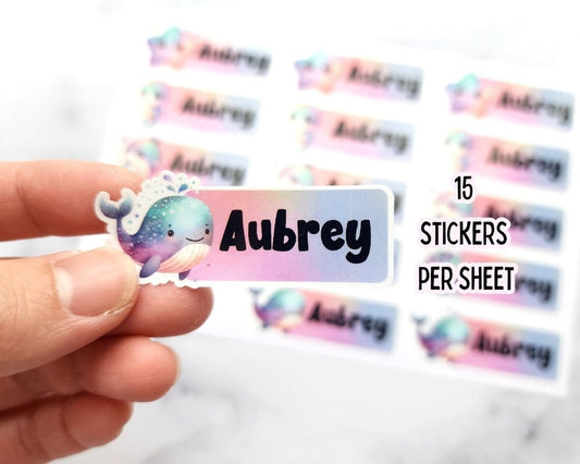 Pastel Rainbow Sea Animal Name Stickers: Kids Back to School Labels - KWL Creations