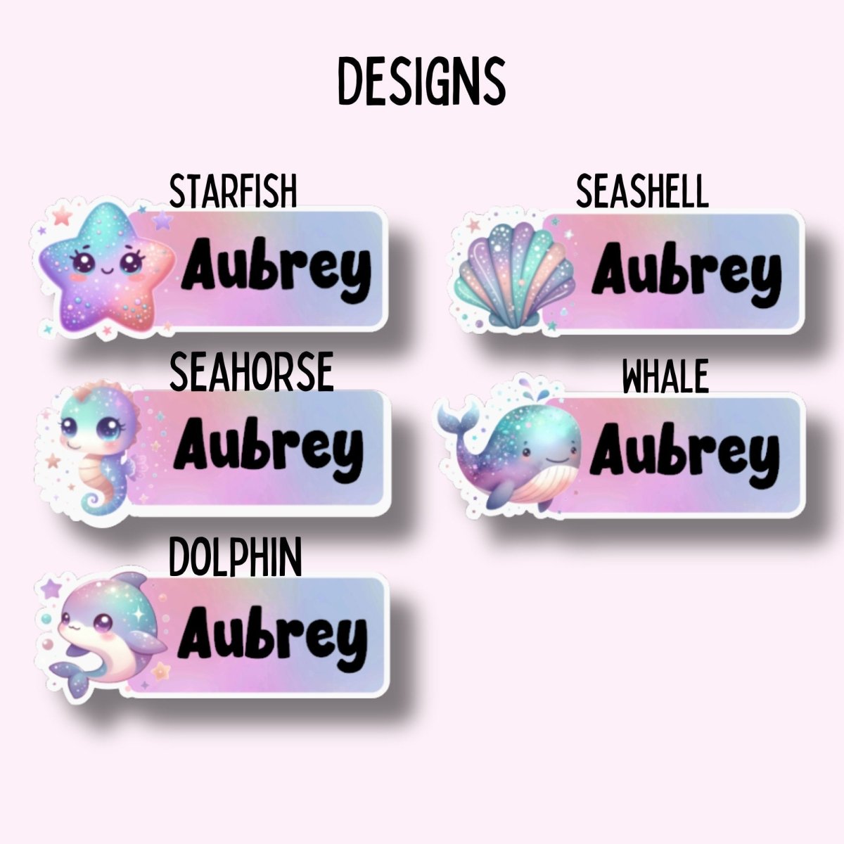 Pastel Rainbow Sea Animal Name Stickers: Kids Back to School Labels - KWL Creations