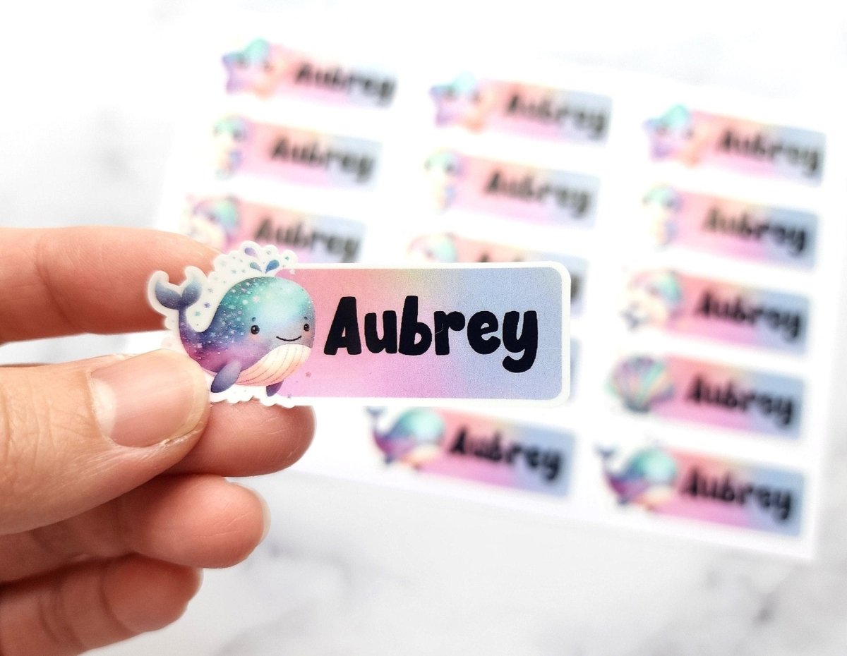 Pastel Rainbow Sea Animal Name Stickers: Kids Back to School Labels - KWL Creations