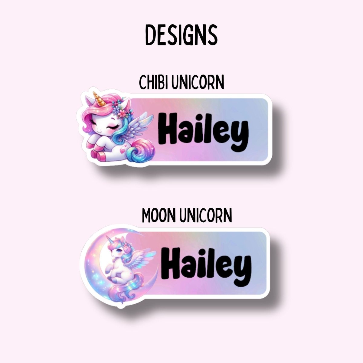 Pastel Rainbow Unicorn Name Stickers: Kids School Labels - KWL Creations