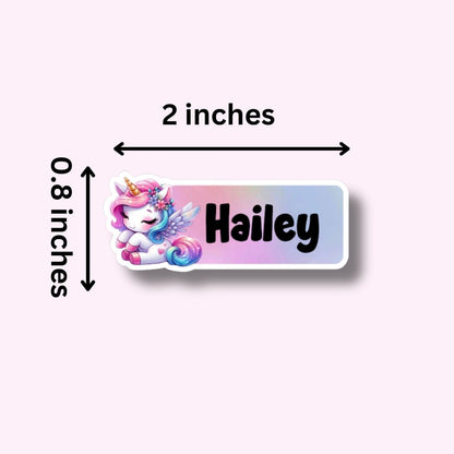 Pastel Rainbow Unicorn Name Stickers: Kids School Labels - KWL Creations