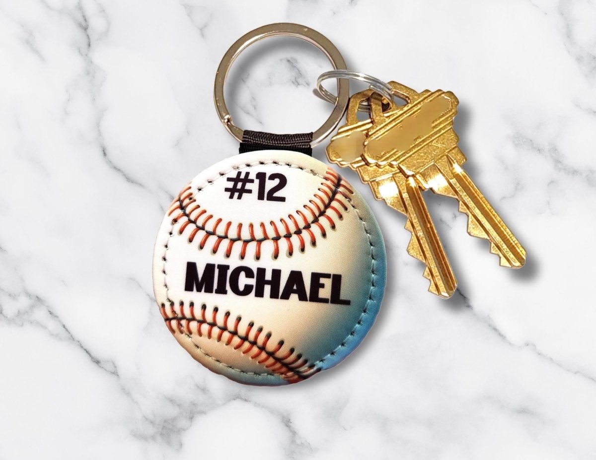 Personalized Baseball Key Chain, Custom Sports Team Key Ring - KWL Creations