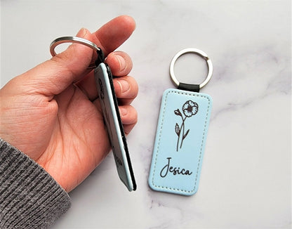 Personalized Birth Flower Keychain - KWL Creations