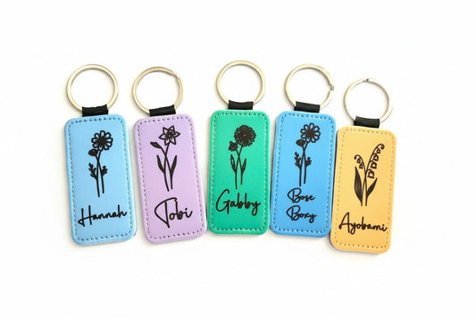 Personalized Birth Flower Keychain - KWL Creations