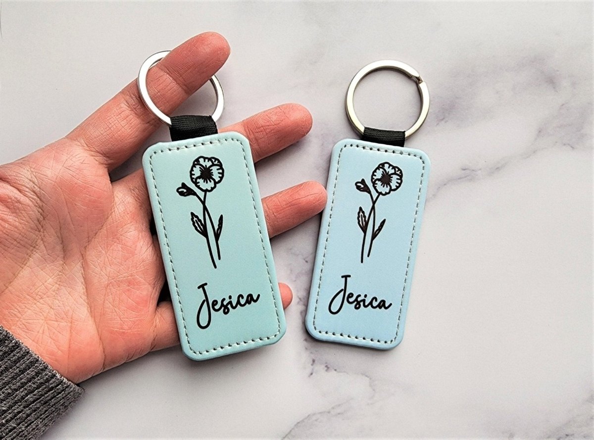 Personalized Birth Flower Keychain - KWL Creations