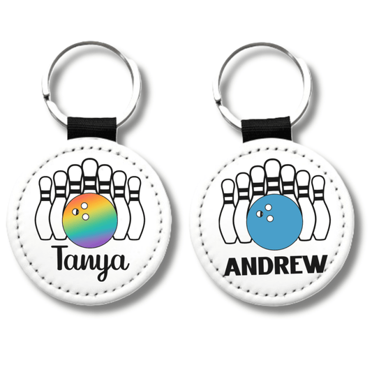 personalized bowling bag tag keychain custom bowling team gift with bowling ball and pins design
