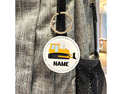 Personalized Bulldozer Keychain: Construction Vehicle Keyring - KWL Creations