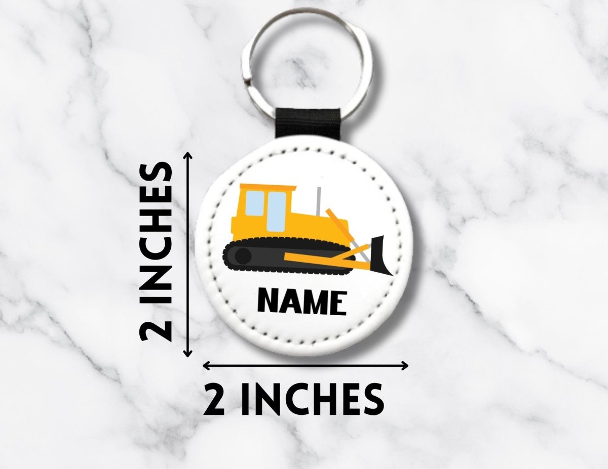 Personalized Bulldozer Keychain: Construction Vehicle Keyring - KWL Creations