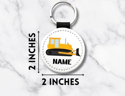 Personalized Bulldozer Keychain: Construction Vehicle Keyring - KWL Creations