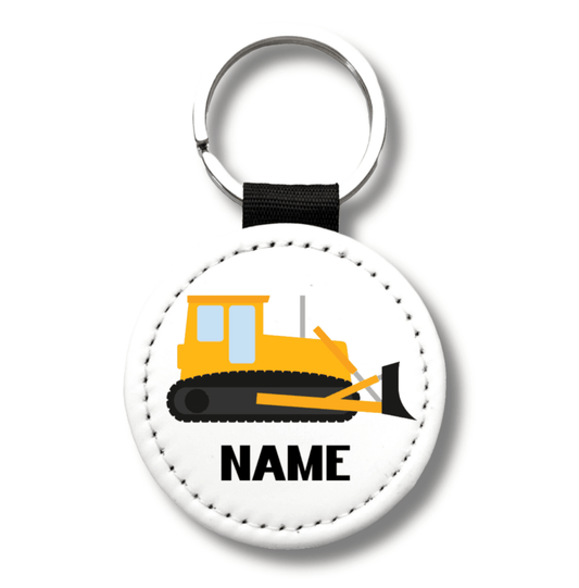 Personalized Bulldozer Keychain: Construction Vehicle Keyring - KWL Creations