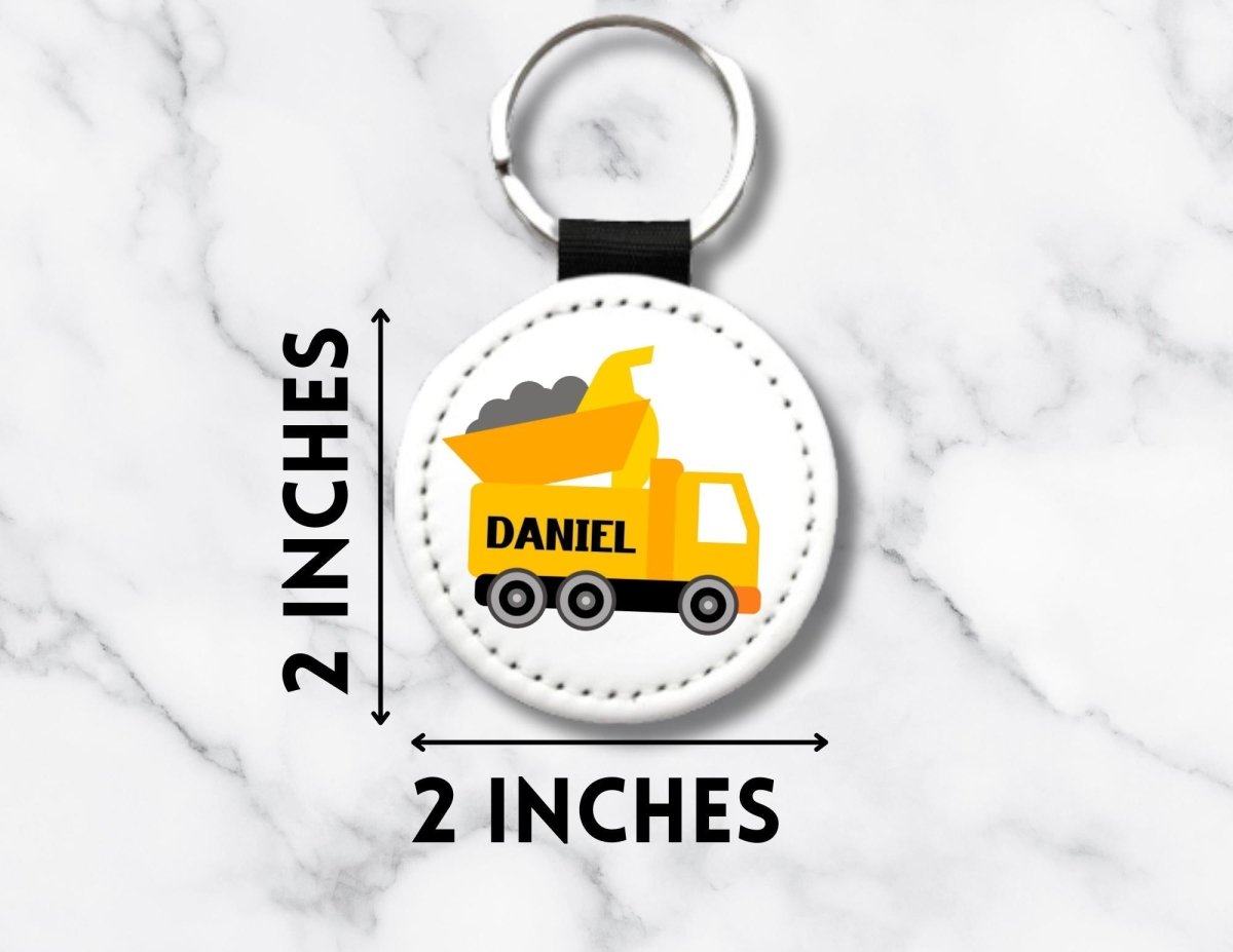 Personalized Dump Truck Keychain – Custom Name Kids Tag, Construction Gift - KWL Creations